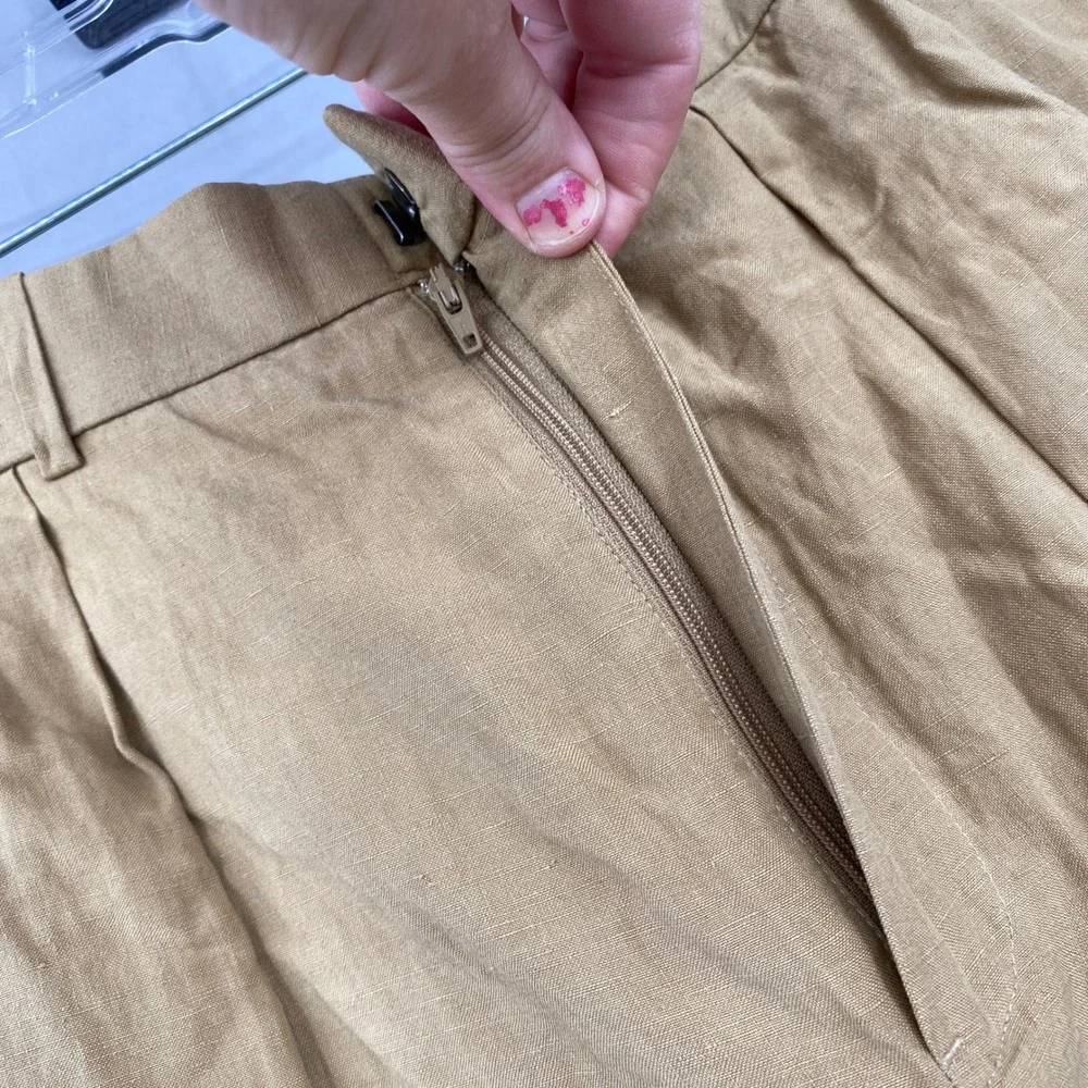Polo Ralph Lauren Classics 2 Trousers Mens Size 30 X 34 Tan Linen Silk Pleated